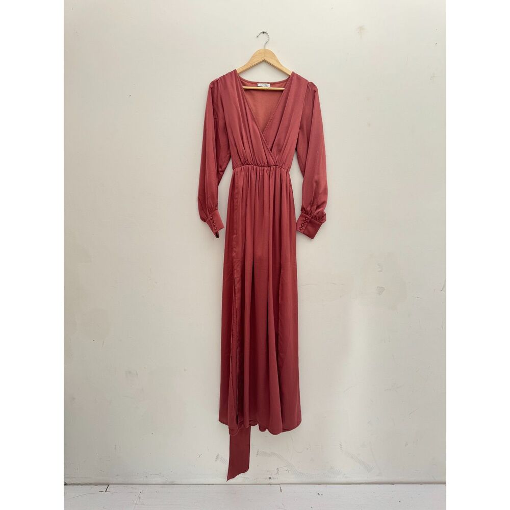 Baltic Born Lydia Dusty Rose Pink Faux Wrap Chiffon Maxi Dress XL Extra Large
